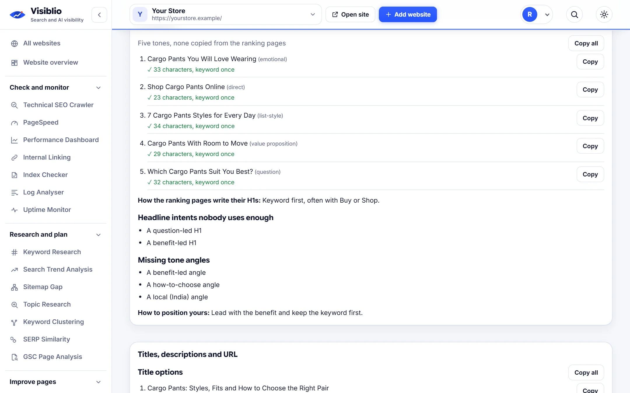 Content Brief: SEO titles, descriptions and URL slug