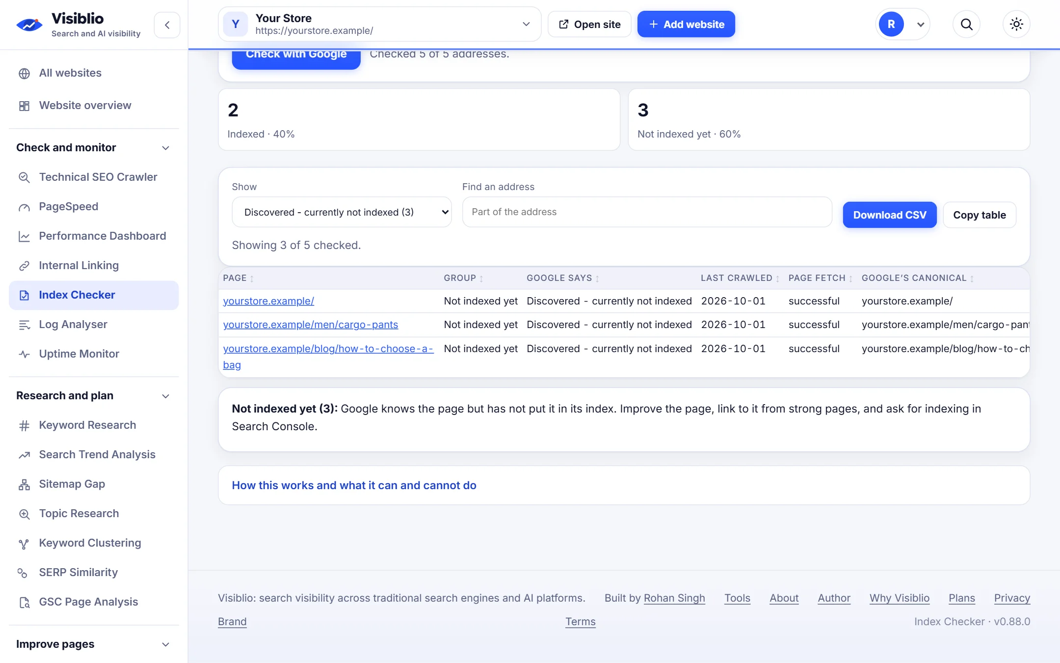 Index Checker: Understand what holds pages back
