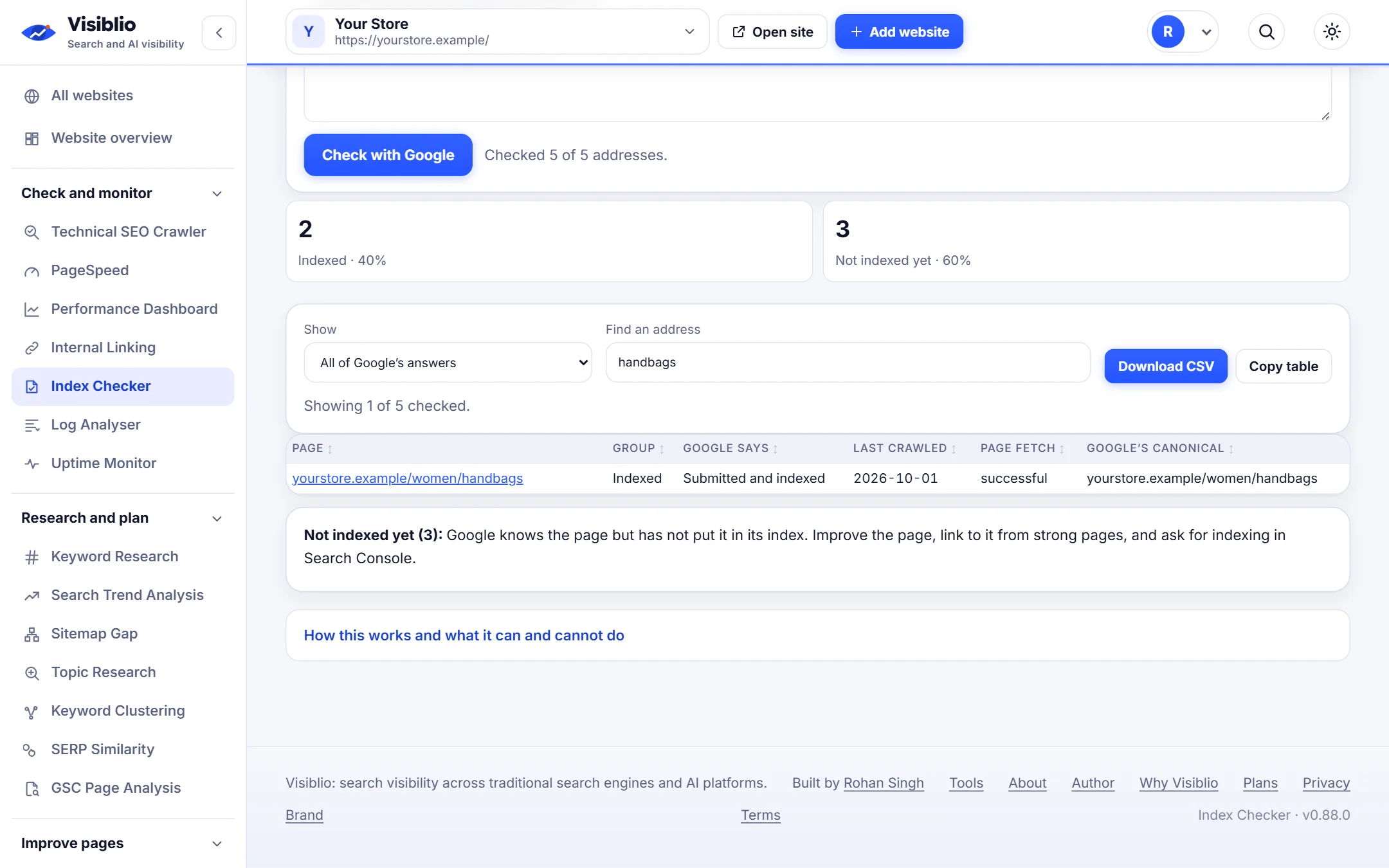 Index Checker: Recheck after you fix
