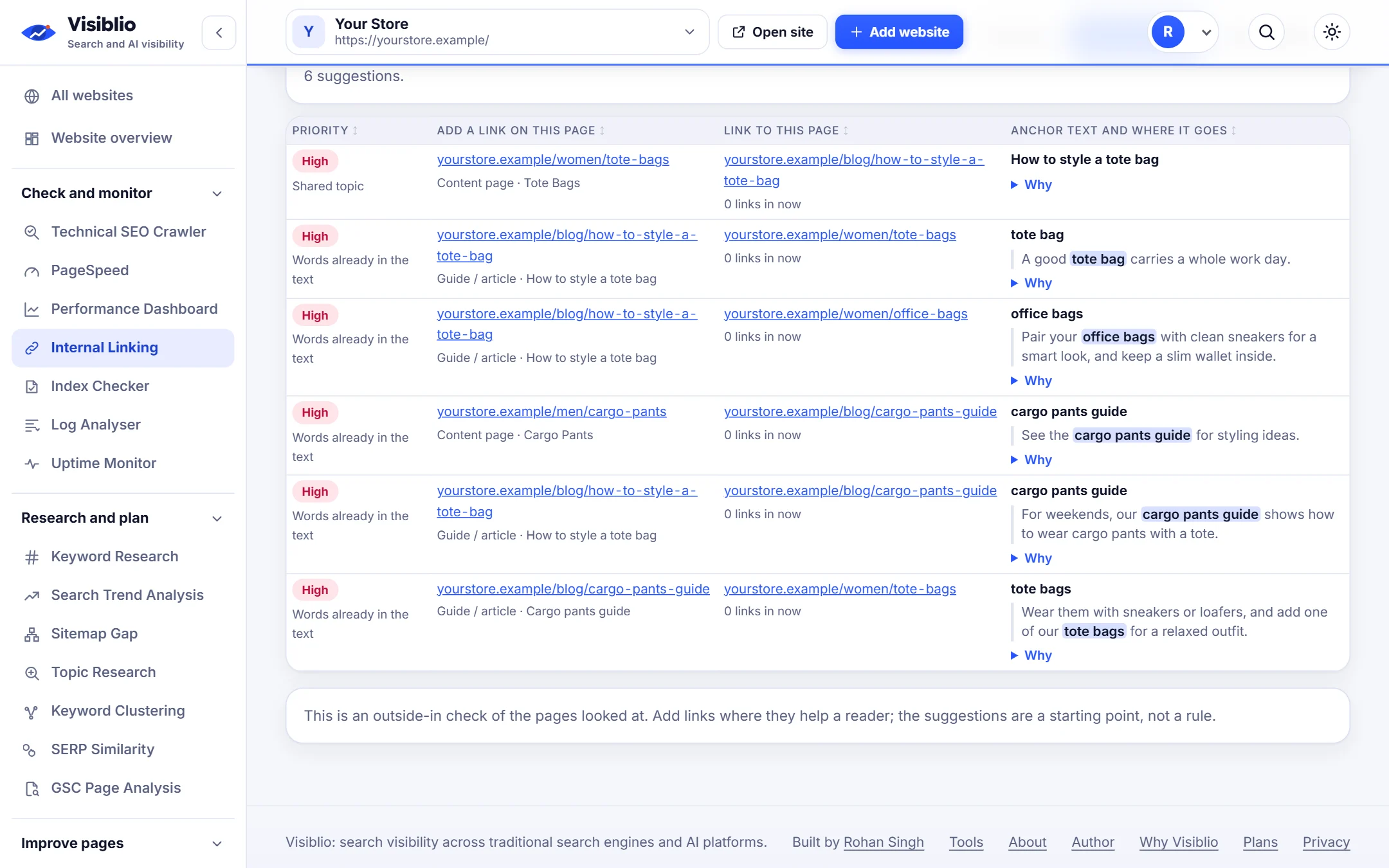 Internal Linking: Repair links that are broken or lead to redirects