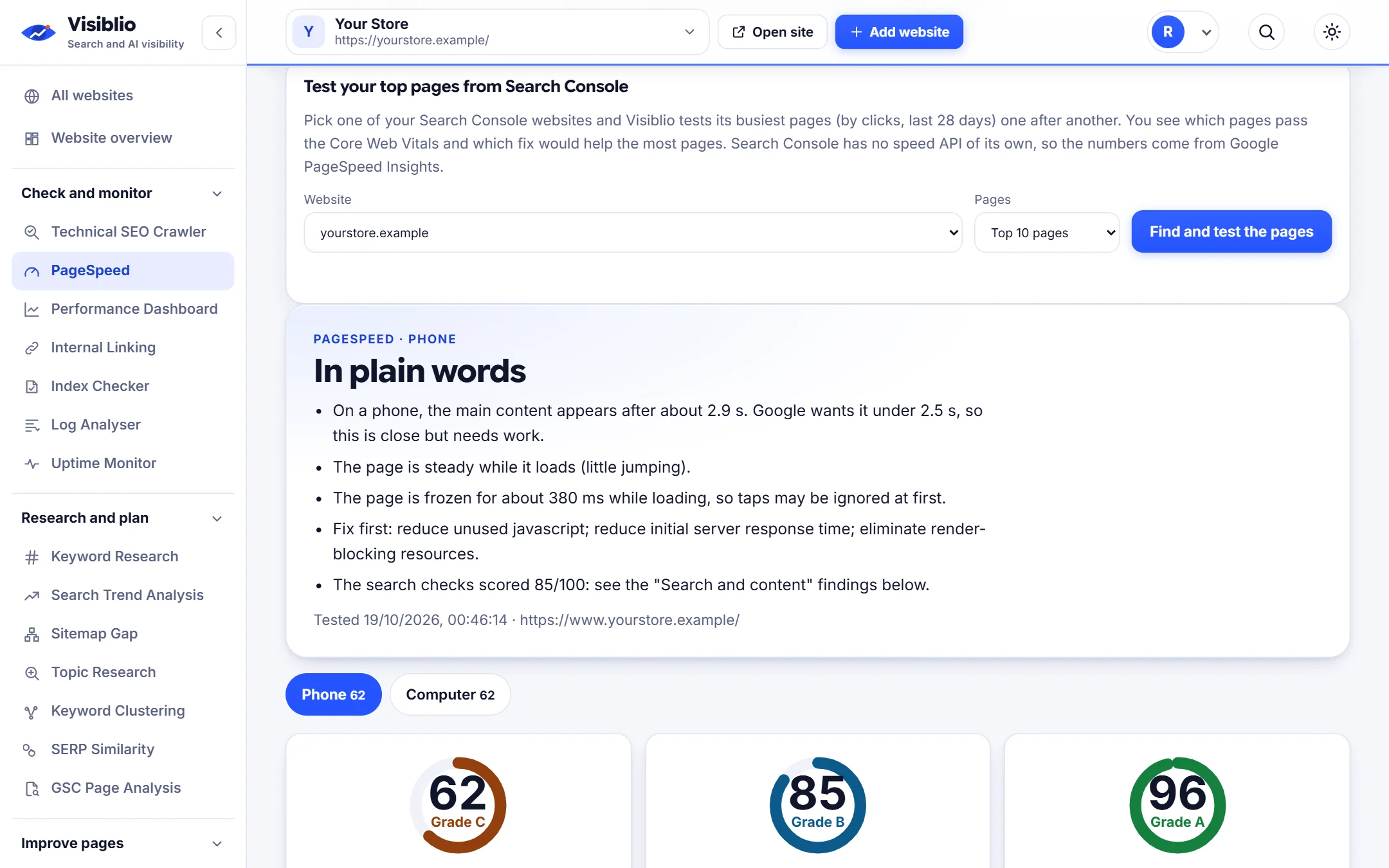 PageSpeed: A readable report, not a wall of audit names
