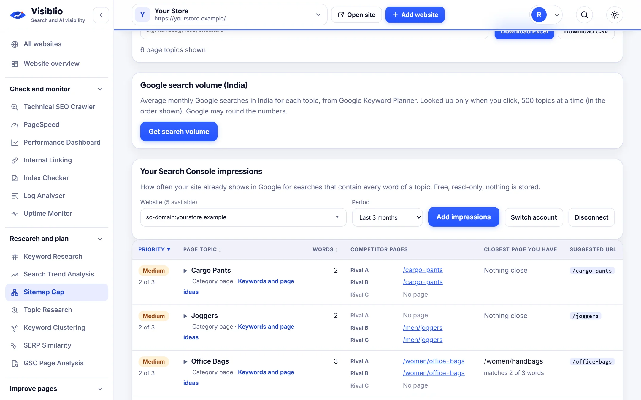 Sitemap Gap: Avoid creating a page you already have