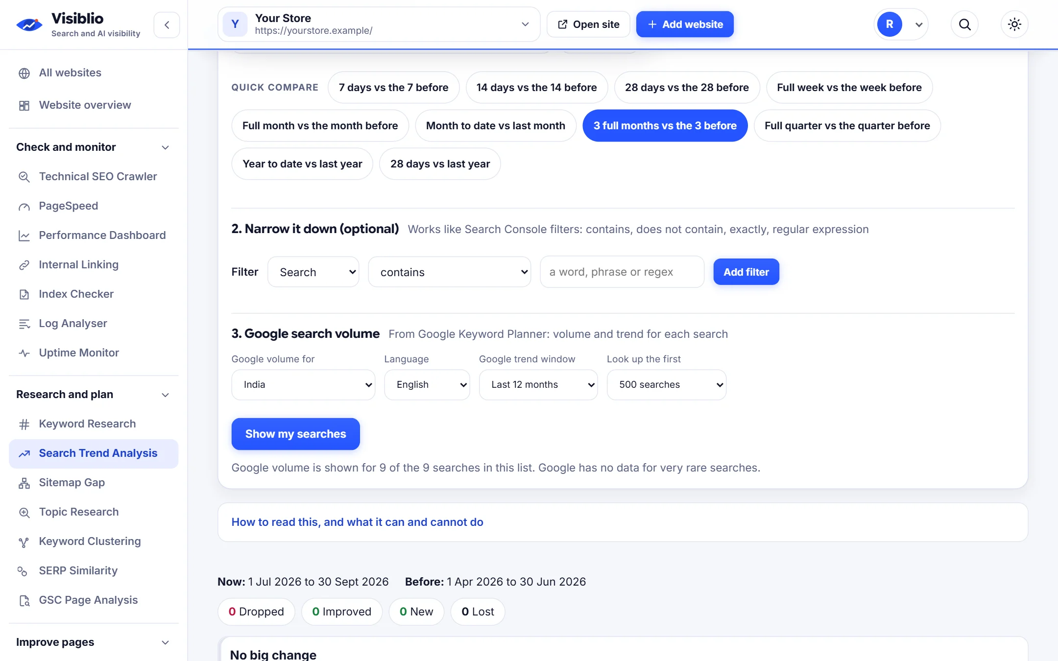 Search Trend Analysis: Every query, now against before